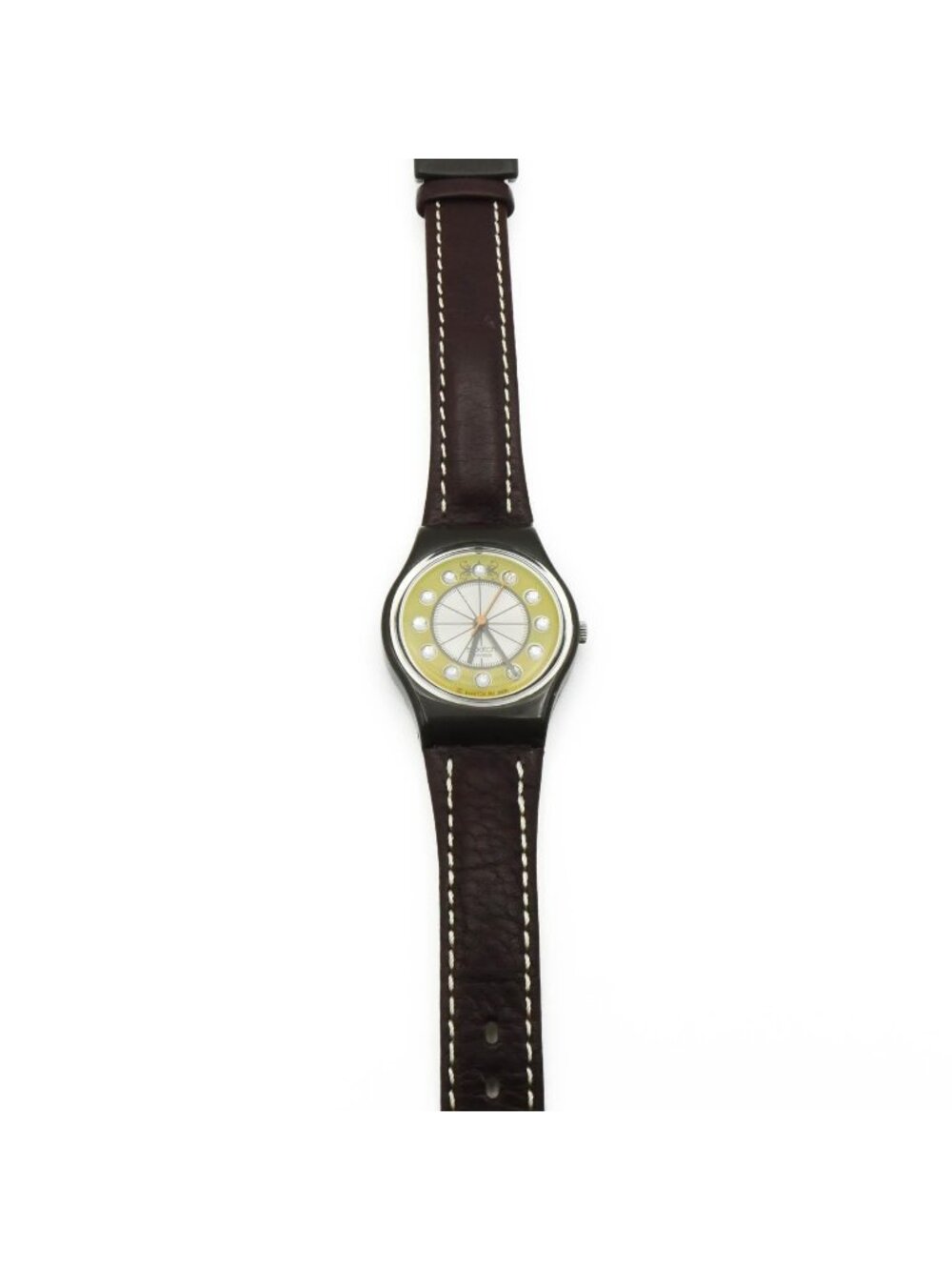 Very Rare 2007 Swatch Lady Especially For Her LM129 Crystal Leather Watch